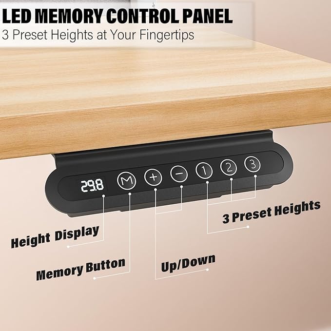 Kingant 55 x 24 Inch Electric Standing Desk with 4 Drawers, Height Adjustable Sit to Stand Computer Desk with Storage Shelf and C-Clamp Mount Compatibility for Home Office, Nature