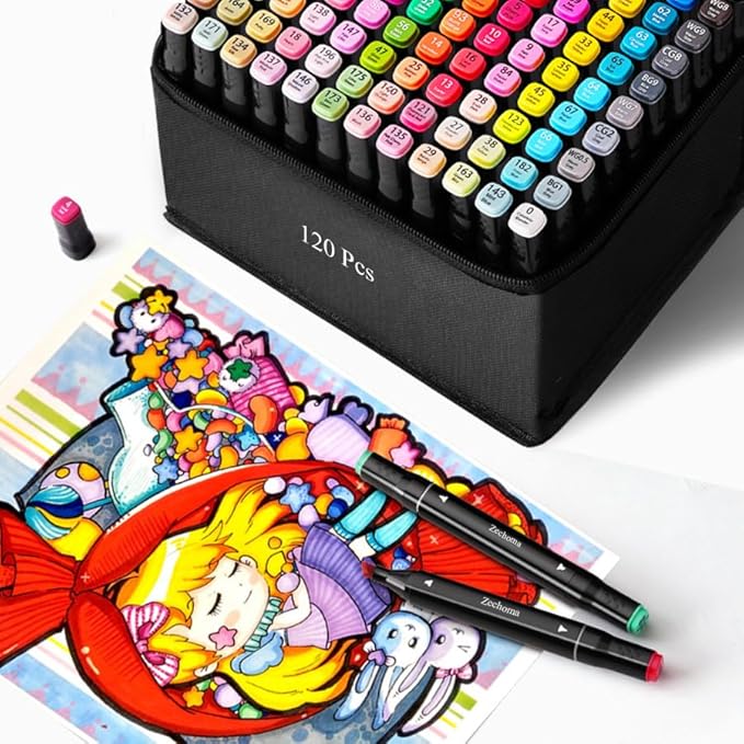120 Colors Alcohol Markers Artist Drawing Art Dual Tip Markers Perfect for Kids Boys Girls Students Adult