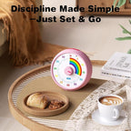 Visual Timer for Kids, 60-Minute Countdown Timer for Classroom Office Kitchen, Desk Timer Kids Time Management Tools with Silent Operation, Pomodoro Time Rainbow Pattern (Pink)