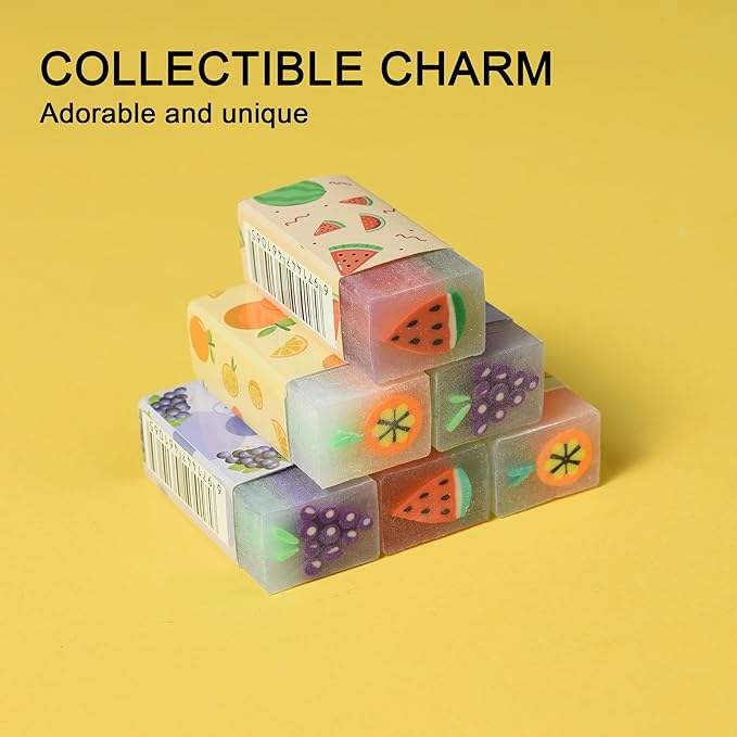 18Pcs Cute Fruit Erasers for Kids Bulk, Kawaii Fun Pencil Jelly Erasers for School Classroom Supplies Prize Gifts Party Favors