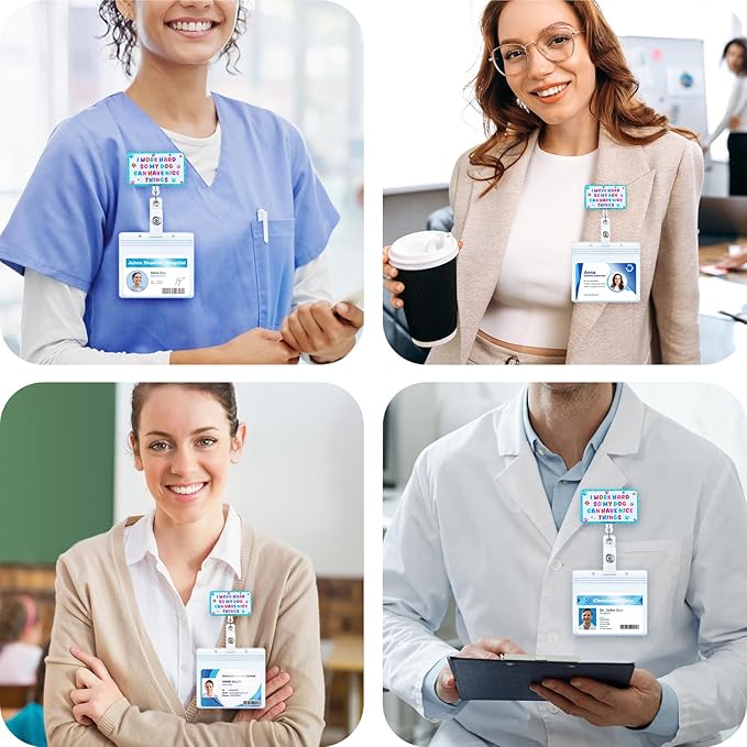 I Work Hard So My Dog Can Have Nice Things Funny Nurse Badge Reel, Cute Dog Lovers Retractable ID Card Medical Work Badge Holder, Name Tag Badge Buddy for Pet Groomer Pet Hospital Workers