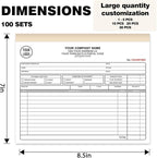 Custom Invoice Book with Logo 50 Set Personalized Receipt Books Customized Invoices for Small Business 3 - Parts Carbonless Duplicate Invoice Forms NCR Books