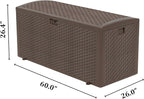 PATIOEASY 180GAL Deck Box -Grey,Wheeled Footlocker,Waterproof Resin Storage Bin for Patio Cushions