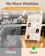 3 Pack Acrylic Sign Holder 8.5 x 11 Inch with Walnut Wood Base, Clear Tabletop Acrylic Display for Menu & Flyer Holder, Commercial Paper Stand for Restaurant, Office, Coffee, Bar, Wedding, Hotel