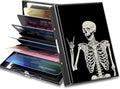BWEGRHE Slim Credit Card Holder, Skull Skeleton RFID Blocking Metal Wallet for Men & Women, Aluminum Minimalist Hard Case Pocket-Sized Business Cards Organizer (Fits Up to 10 Cards)