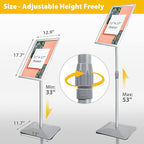 VAIIGO 11"x17" Pedestal Poster Sign Holder Stand with Heavy Duty Solid Steel Base, Adjustable Sign Holder Standing Floor Sign Stand for Office/Store/School/Church/Public Sign Displayed Stands, Silver