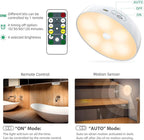 Warm Color LED Closet Lights Motion Sensor Step Light, USB Rechargeable Battery Operated Puck Lights, Dimmable Under Cabinet Counter Lighting for Wardrobe Kitchen (3 Pack)