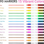 Shuttle Art Dry Erase Markers, 90 Bulk Pack 15 Colors Magnetic Whiteboard Markers with Erase, Fine Point Dry Erase Markers are Perfect for Writing on Whiteboard Mirrors Glass for School Office