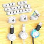 ITUGOU 11PCS Cable Management Cord Holder Organizer, Magnetic Cable Clips Adhesive Wire Keeper, Under Desk for Bedside Nightstand Table Desktop USB Wall Car Office Workspace Accessories (White)