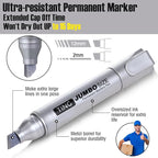 Fuutreo 10 Pack Jumbo Permanent Markers Bulk Large Chisel Tip Permanent Markers Quick Drying Waterproof Big Huge Poster Pens for Office, Logistics Company and More(Silver)
