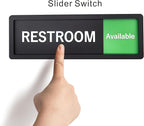 Restroom Sign – In Use/Available Slide Switch Sign ，Premium Durable Acrylic Material, Super Strong Self-Adhesive, Quick Installation, Suitable For Your Home And Business (9×3 Inches, Black)