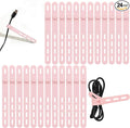Donruby 24Pcs Silicone Cable Ties - Reusable & Washable with Locking Buckles, Adjustable Fastening Cable Management Straps, Multi-Purpose High Elasticity Cord Organizer (Pink)