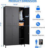 SUPEER 6 Doors Metal Locker for Employees with Combination Locks,Metal Lockers with Business Card Holder and 18 Hooks for Office Gym Home,Assembly Required,Black