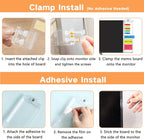 Monitor Memo Boards for Computer, Upgrade Transparent 3 PCS (Left & Right & Bottom) Multifunction Screen Message Reminder Pad Side Panel Phone Holder Organizer for Office Desktop, with Pen Sticky Note