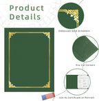 HAUTOCO 30 Pack Certificate Holders, Green Diploma Folders Certificate Covers with Gold Foil Border for Letter Size 8.5x11 Cardstock, Award, Document, Graduation