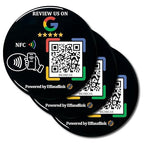 Epoxy Sticky Card with NFC Chip & QR Code - Compatible with Google Business Page for Customer Reviews, Boost Business Reviews, Essential for Small Businesses, No App, No Monthly Fee (Black-3 Cards)