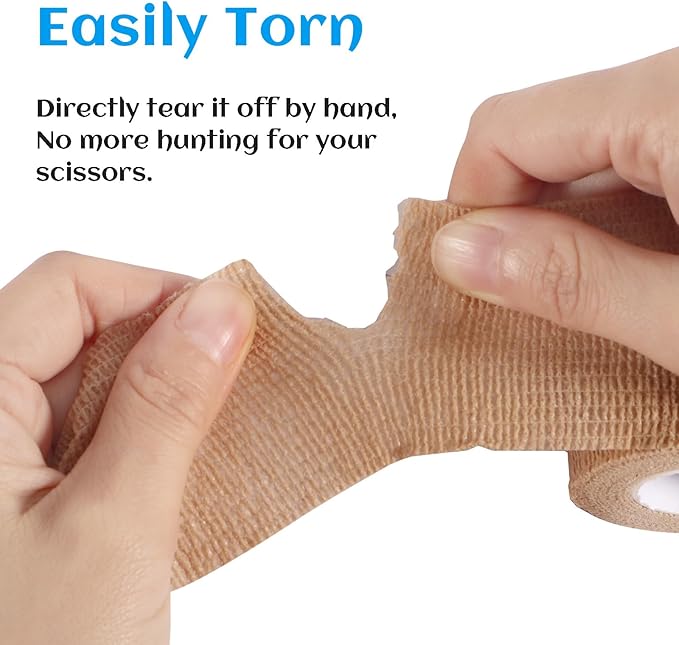 36 Rolls Elastic Self Adhesive Bandage Wrap 2 Inch, Breathable Non Woven Cohesive Bandage, Vet Wrap for Dogs, Ankle Sprains Swelling Medical First Aid Tape, Sports Athletic Tape Brown