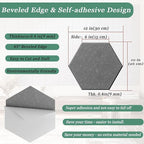 Hexagonal Acoustic Panels-12 Pack High-Density Sound Absorbing Panels 12"X10"X0.4" for Enhanced Noise Reduction, DIY Design, Idea for Studios, Offices, and Home Theaters(Moonlight Gray)