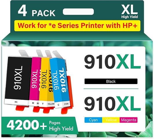 910XL 910 8015e Ink Cartridges Combo Pack Replacement for HP Printers 8025e 910 XL 910XL Black and Color 910XL/910 Multipack for OfficeJet Pro 8015e 8025e 8028e 8020 8035e 8034e 8020e 8025 8010 8028