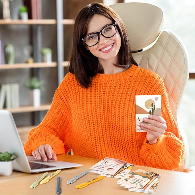 72 Set/144 Pcs Positive Affirmation Gift Set Gratitude Notebooks with Pens Small Bags Motivational Encouragement Notepads Daily Affirmations Journal for Women Stress Relief Self Care (Rainbow)