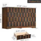 8 Drawer Dresser for Bedroom, Modern Double Dresser, 48" Wide Chest of Drawers with Anti-Tipping & Metal Handles, Mid Century Wooden Storage TV Stand, Closet Dresser for Living Room, Entryway, Walnut