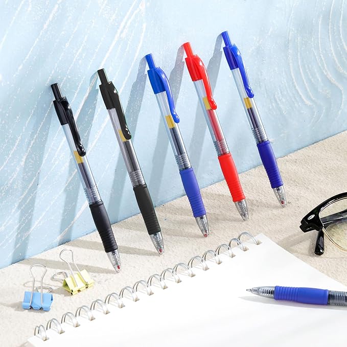 Jetec 500 Pcs Premium Gel Roller Pens Bulk, Fine Point 0.7 mm, Retractable Gel Ink Roller Ball Pens for Writing Journaling Taking Notes Office (Black,Blue,Red)
