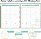 2026 Planner - Academic Planner 2026 from January 2026 to December 2026 with 12 Monthly Tabs, Flexible Cover, Inner Pocket, 8.5" x 11", Green