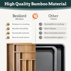 Silverware Organizer Large, Magnetic Connected Expandable 13 Slots Silverware Drawer Organizer From 21 to 37.4 Inches, Adjustable Flatware and Cutlery Holder, Bamboo Utensil Tray for Kitchen Acacia