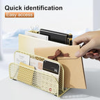 gianotter Mail Organizer Countertop, Metal File Holder with 3-Slot, Gold Desk Accessories for Office (Gold)