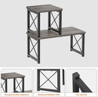 Honiter Desk Shelf for Top of Desk, Wood Desktop Shelf, 2 Tier Adjustable Bookshelf Organizer, Freestanding Stackable Desk Stand Storage Organizers Kitchen Counter Display Rack