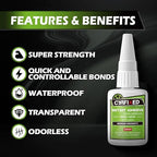 Medium Super Glue Liquid, All Purpose CA Glue with Anti-Clog Cap & Microtips for Woodworking, 3D Printing, Aquarium, Crafts, Plastic – Instant Cyanoacrylate Adhesive Repair Shoe, Ceramic, Glass