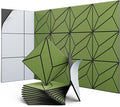 UNECHO 12 Pack 12" X 12" X 0.47" Acoustic Panels for Wall Sound Absorbing, Dual-Color P-Stripes Square Self-Adhesive Sound Panels, High Density Suitable for Multiple Scenarios(Black+DarkGreen)