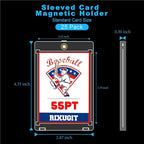 25-Pack Sleeved Magnetic Card Holders - 55pt One Touch Card Case, with 2.63"x3.7" Larger Inner Dimension, First Insert Card into Soft Card Sleeve, Then Place into Card Holder for Double Protection