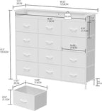 Welfuturer White Dresser with LED Lights and Charging Station for Bedroom 12 Drawers Dressers & Chest of Drawers Tall Dressers for Hallway Entryway Closets Living ROM Sturdy Steel Frame Wood Top