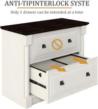 blini 2 Drawer File Cabinet Farmhouse Lateral File Cabinet with Hanging File Folders，Fits Letter/Legal/A4 Sizes, 36.8" Large Wood File Storage Cabinets Printer Stand for Home Office