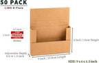 YUSHYIJIE 50 Pack 9x6x1.3 inch Small Shipping Boxes, Multi-Depth Flat Cardboard Boxes with Fragile Stickers for DVD Shipping, Packing, Moving, Storage, Brown