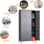 SUPEER Metal Lockers for Employees with 12 Door and 12 Hooks,Metal Storage Locker with Lock for School Office Gym Bedroom,Assembly Required,Dark Grey