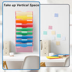 EASEPRES 10 Pocket Mesh Hanging Wall File Organizer, Wall Mounted Mail Paper Document Folder Holder, Clipboard Storage Organization Magazine Rack with Nametag Label for Office Home School, Pink