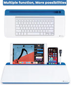 Varhomax Glass Desk Whiteboard with Storage, Desktop Organizer Dry Erase White Board to-do List Memo for Home Office and School Supplies (Blue)