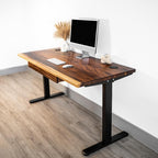 Standing Desk with Drawer – Walnut Solid Wood Desk, Natural Live Edge, Adjustable Height Dual Motor, Sit Stand for Home Office (Black, W48 x D27)