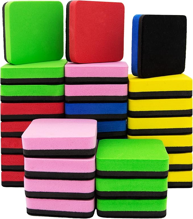 OWLKELA 30 Pack Whiteboard Eraser for Kids and Adults, Magnetic Whiteboard Eraser for Cleaning Dry Erase Markers on Magnetic Soft Whiteboard, Glass Whiteboard and Dry Erase Board