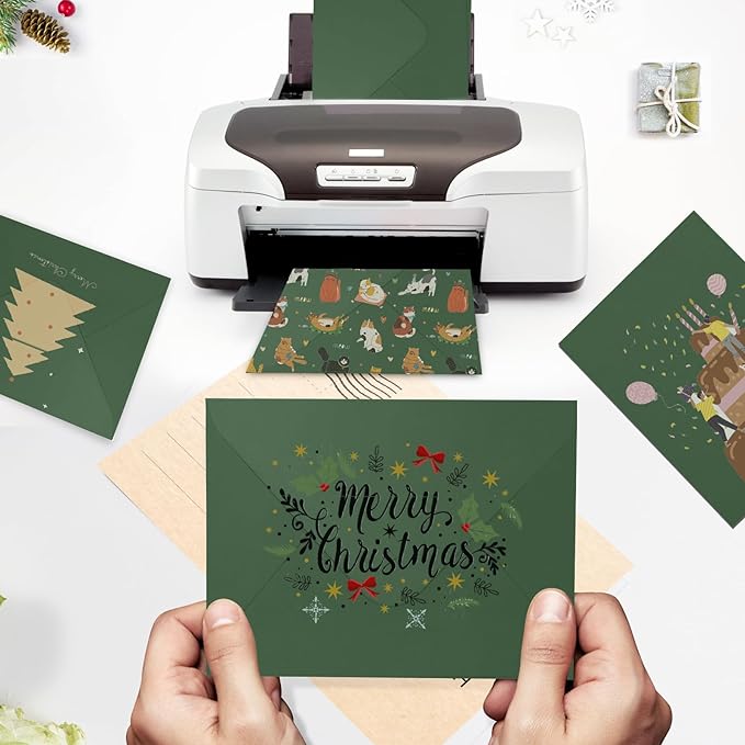 100 Pack Dark Green Envelopes 5x7, Goefun A7 Envelopes for Invitation with Euro Flap, 120GSM, Ideal for Mailing, Wedding, 5.25 x 7.25 in