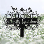 Custom Metal Garden Sign | Customized Butterfly Bird Garden Name Sign | Personalized Garden Signs | Metal Yard Sign Stakes | Personalized Metal Signs for Outdoors | Metal Signs Customized