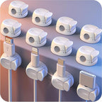 12Pack Cord Organizer [Dual Spring & Clasp] [Max Stability] Cable Clips, Chfeila Cord Holder, Desk Cable Management, Adhesive Wire Organizer for Home Office Desktop Nightstand Car Table Wall - White