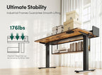 FEZIBO 55" Electric Standing Desk with Shelves, 55 x 24 Inch Sit Stand Rising Desk with Monitor Stand and Storage, Ergonomic Home Office Computer Desk, Rustic Brown