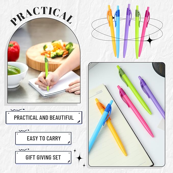 Yuxingrong Retractable Ballpoint Pens 1.0mm, Smooth Writing Black Ink Click Pens, Comfort Grip & Anti-Slip Design, Quick-Dry Oil-Based for Office, School, Journaling, Planner 100Pack