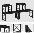 Honiter 2 Sets Desk Shelf, Desktop Organizer Shelf, Freestanding Small Bookshelf Desk Organizer, 2 Tier Independent Stackable Desktop Shelves, Desktop Office Storage Rack Display Shelf, Black