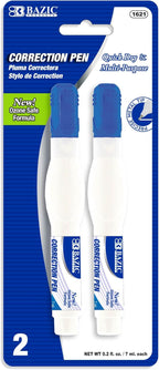 BAZIC Products Correction Pen - Corrections Fluid, Precise Metal Tip White Out, Ideal for School & Office Supplies, Alternative to Correction Solution, 2/Pack, 1-Pack
