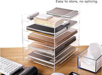 HeZone Acrylic Paper Letter Tray Organizer, 5 Tiers, Transparent, Modern, Rectangular, Stackable, Office