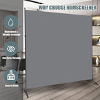 Room Divider Single Panel Privacy Screen, 71''x72''H Large Divider for Room Separation, Thickened Fabric 6FT Room Divider Wall Screen for Bedroom Office School, Portable Partition Room Dividers, Grey